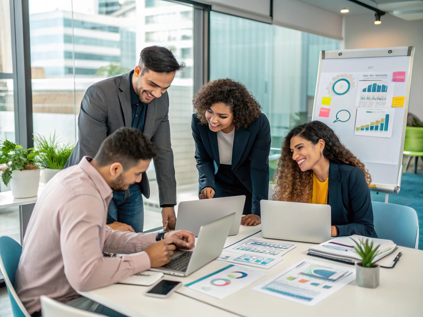 Equipo de planificación estratégica colaborando